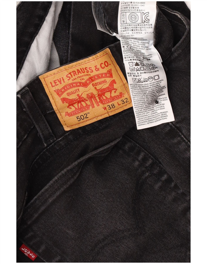 Levi's Herre 502 tilspidsede jeans W38 L32 sort bomuld