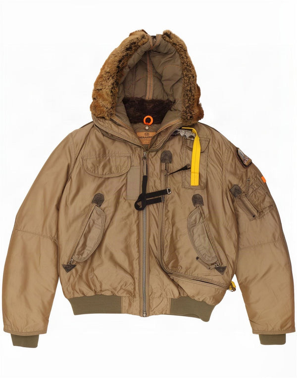 Parajumpers Herre Hætte Slim Fit Polstret Jakke UK 38 Medium Khaki Polyamid