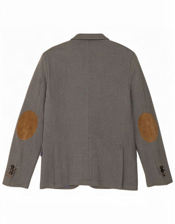 Massimo Dutti Mens 2 Button Blazer Jacket EU 48 Medium Grey Herringbone