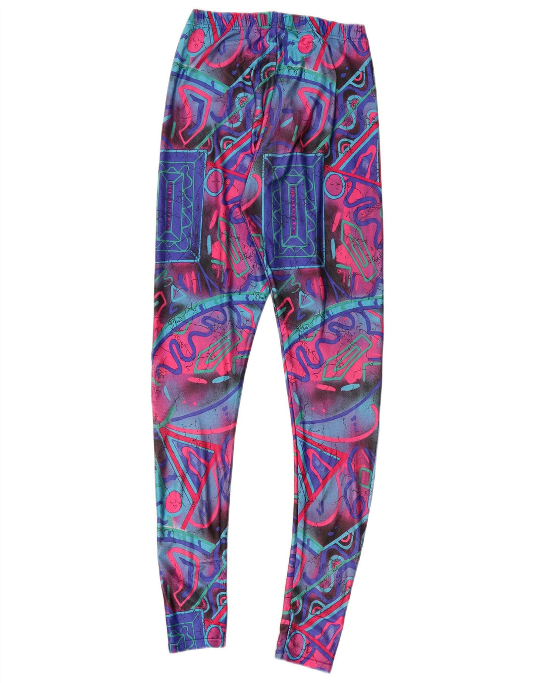VINTAGE Dame Leggings UK 6 XS Flerfarvet Geometrisk