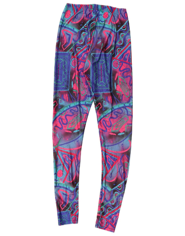 VINTAGE Dame Leggings UK 6 XS Flerfarvet Geometrisk