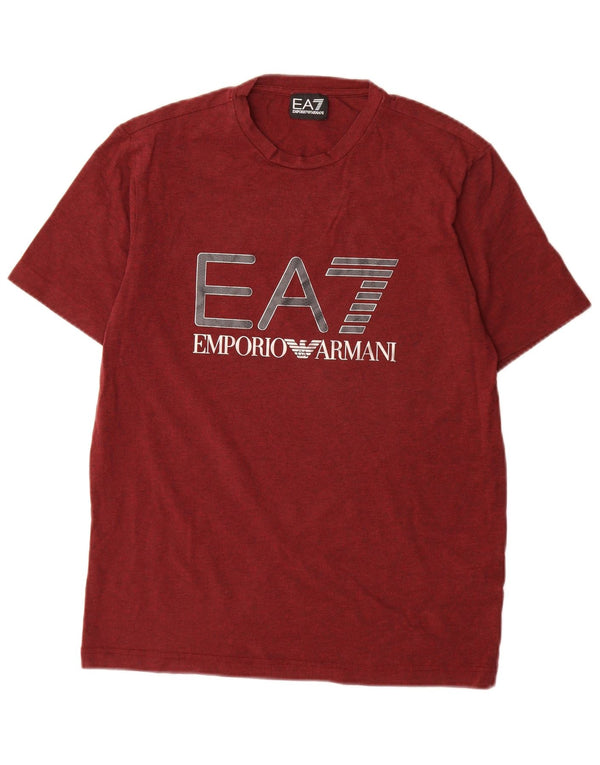 Emporio Armani Herre grafisk T-shirt Top Medium Bourgogne bomuld