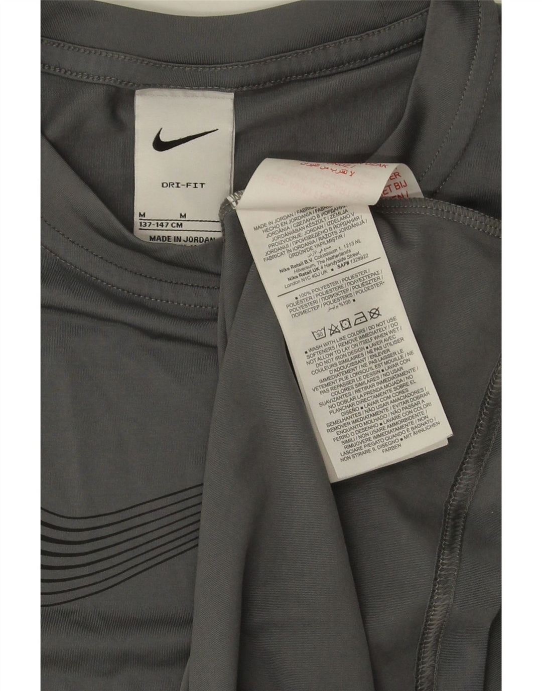 Nike drenge Dri Fit grafisk T-shirt top 10-11 år mellemgrå polyester
