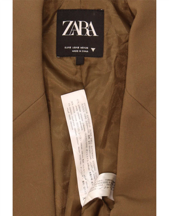 Zara Dame 2 Knapper Oversized Blazer Jacket UK 10 Small Brown Polyester