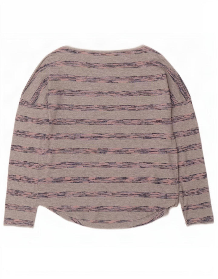 Marks & Spencer Dame Top Langærmet UK 10 Small Grå Stribet Viscose