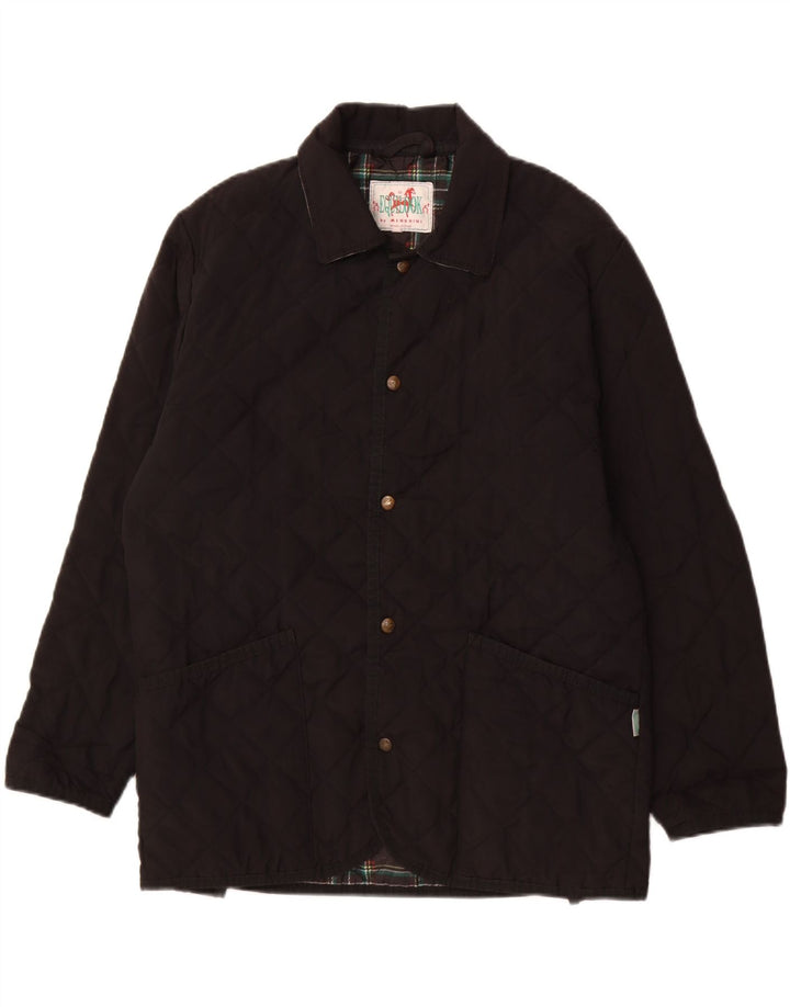 VINTAGE Mens Quilted Jacket UK 40 Large Black Vintage Vintage and Second-Hand Vintage from Messina Hembry 