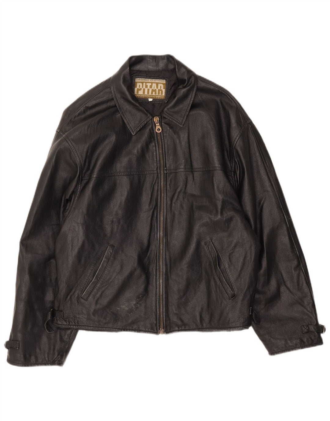 Vintage herre læderjakke IT 52 XL sort læder