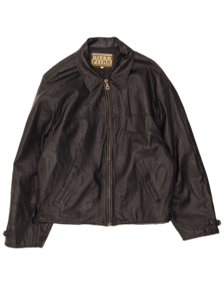 Vintage herre læderjakke IT 52 XL sort læder