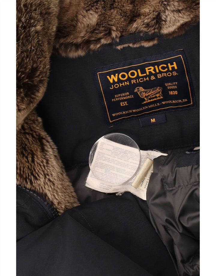 Woolrich Herre Hooded Polstret Frakke UK 38 Medium Navy Blue Bomuld