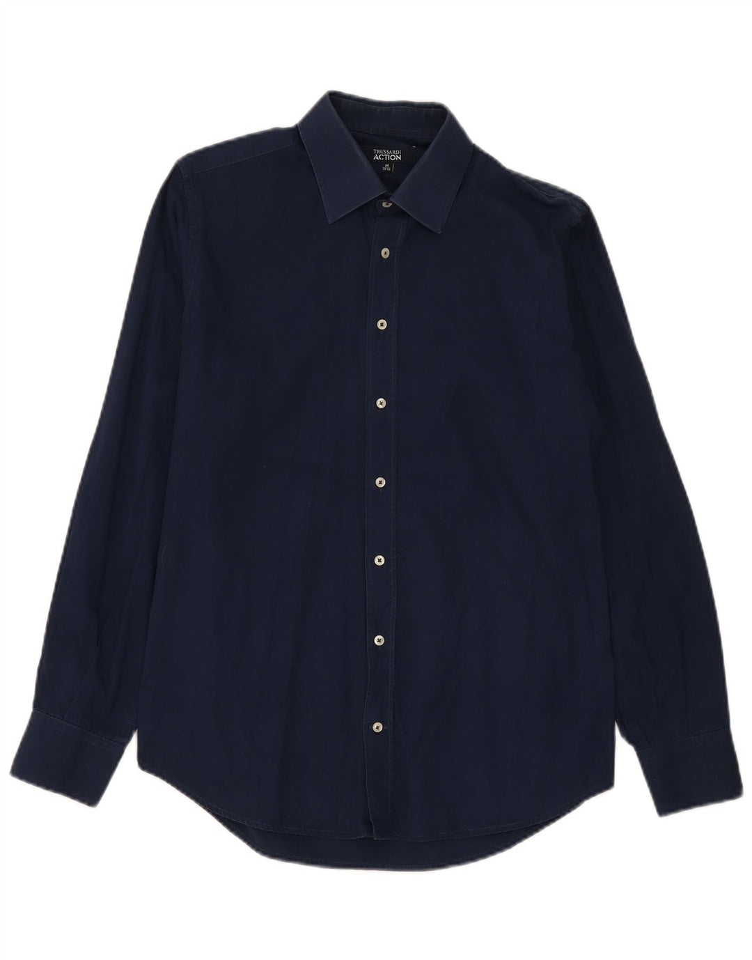 Trussardi herreskjorte str. 39/40 Medium marineblå bomuld