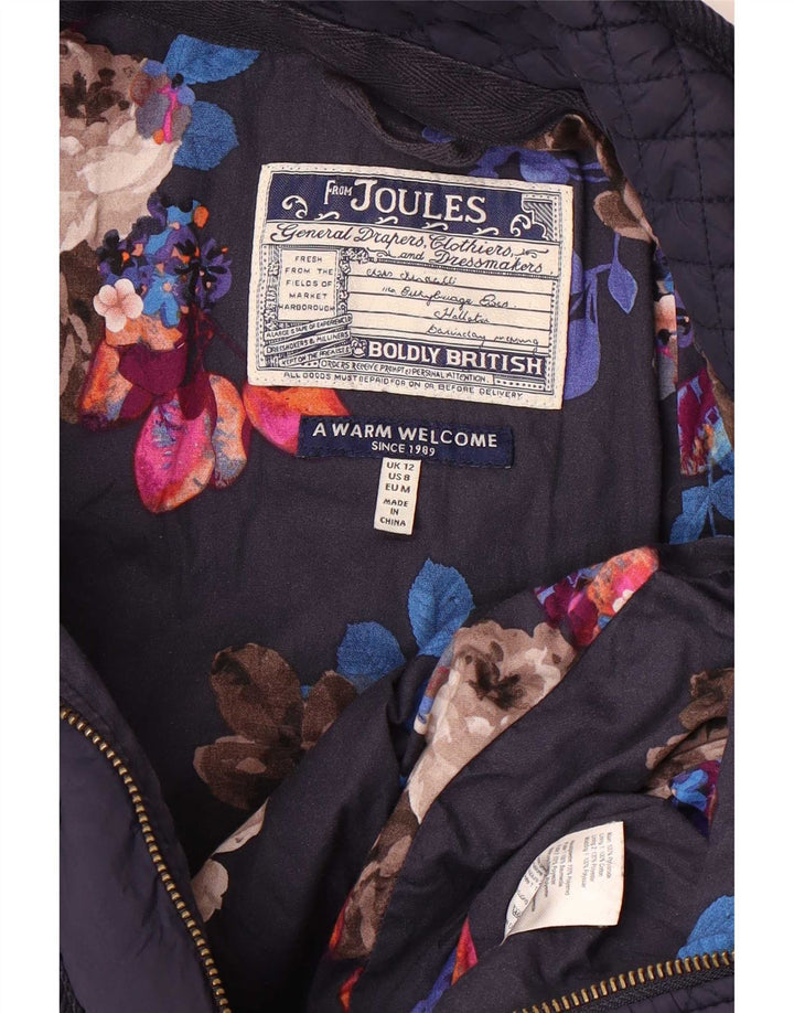 Joules Dame Quiltet jakke UK 12 Medium Navy Blue Polyester