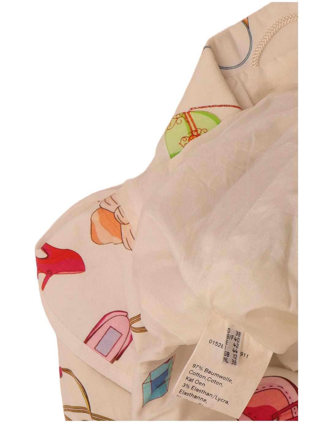 Vintage kvinders abstrakt mønster blazerjakke UK 12 Medium hvid bomuld