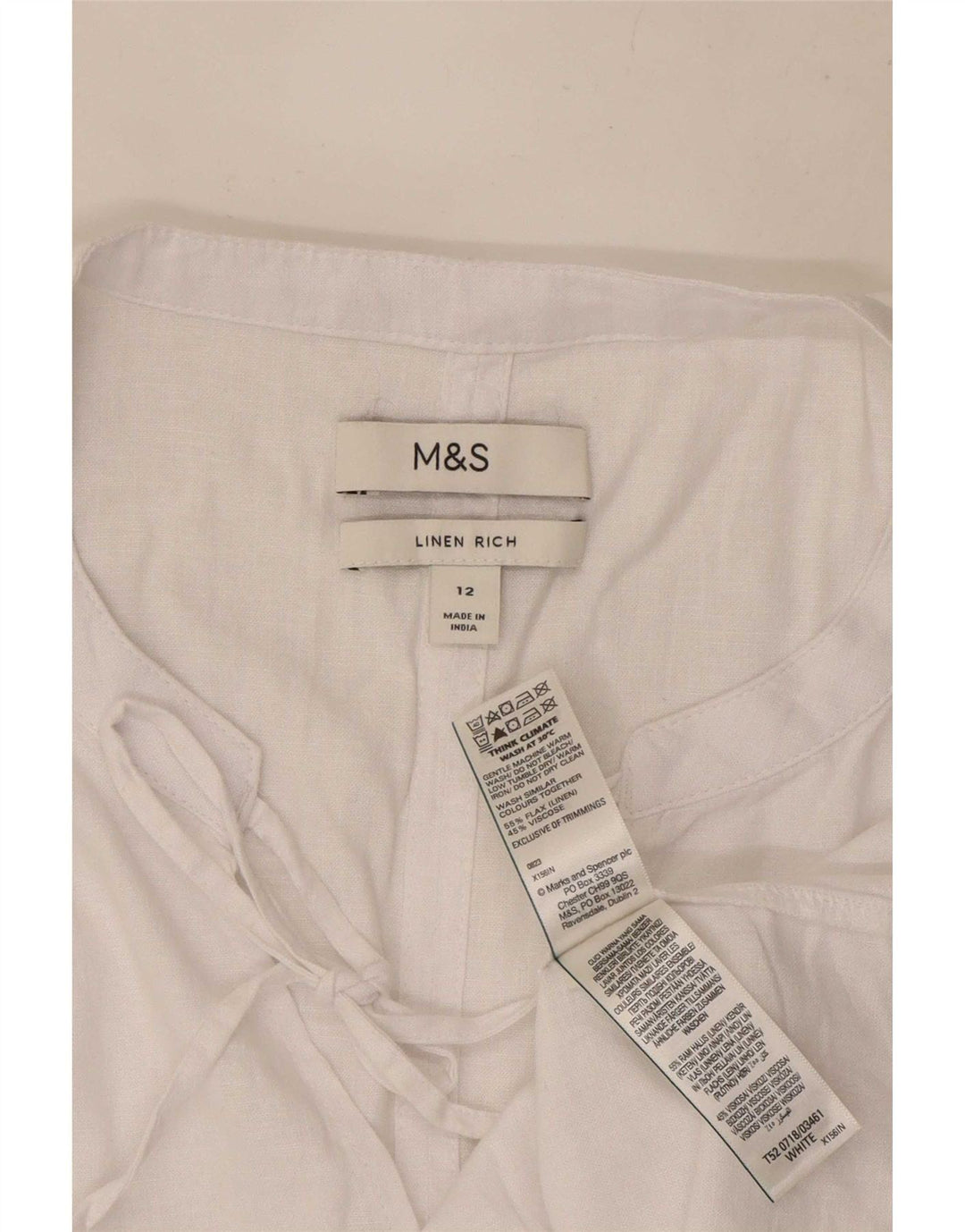 Marks & Spencer Damebluse Top UK 12 Medium White Linen