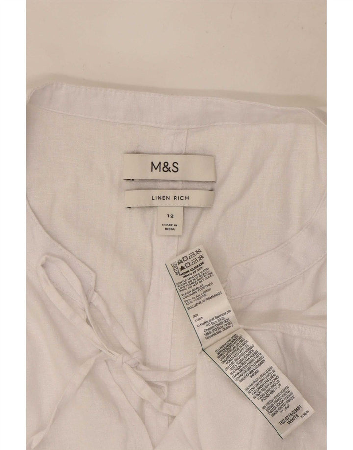 Marks & Spencer Damebluse Top UK 12 Medium White Linen