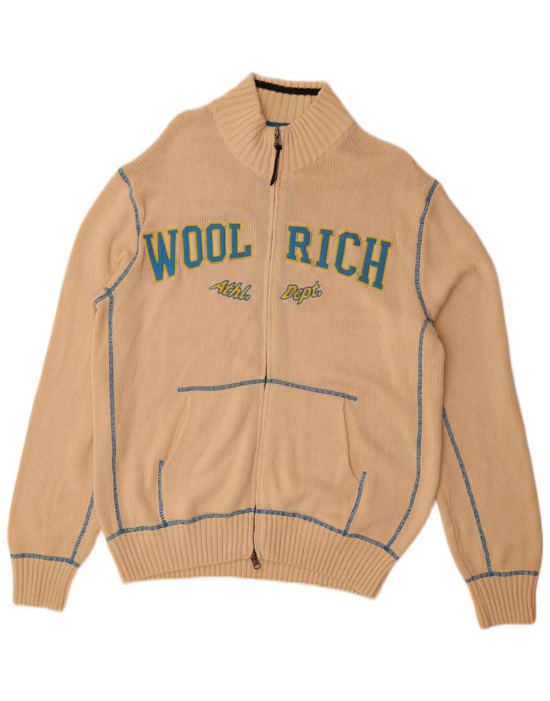 WOOLRICH Grafisk cardigantrøje til mænd XL Beige Bomuld