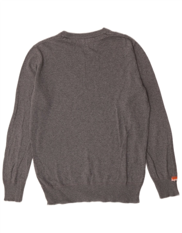 Superdry Herre Boat Neck Sweater Små grå Flecked Bomuld