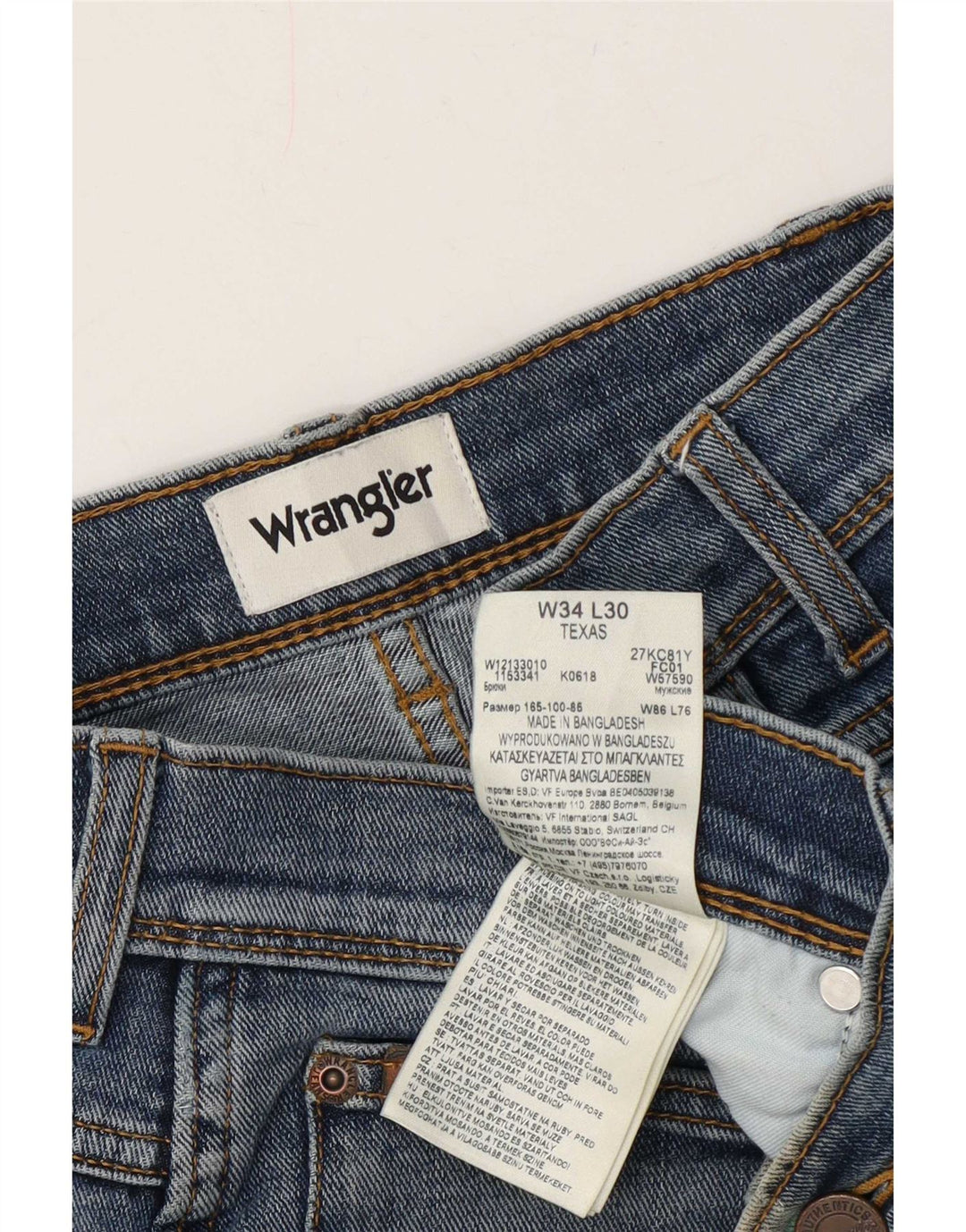 Wrangler Herre Texas Straight Jeans W34 L30 Blå Bomuld