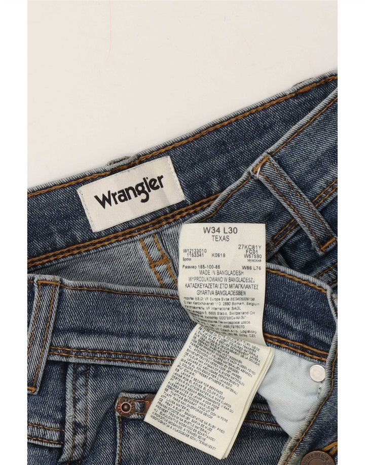 Wrangler Herre Texas Straight Jeans W34 L30 Blå Bomuld