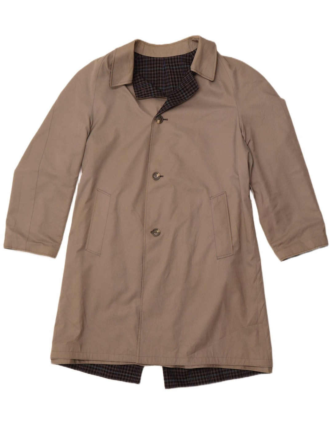 DIOLEN Vendbar Trench Coat til mænd UK 40 Large Grey Check Polyester