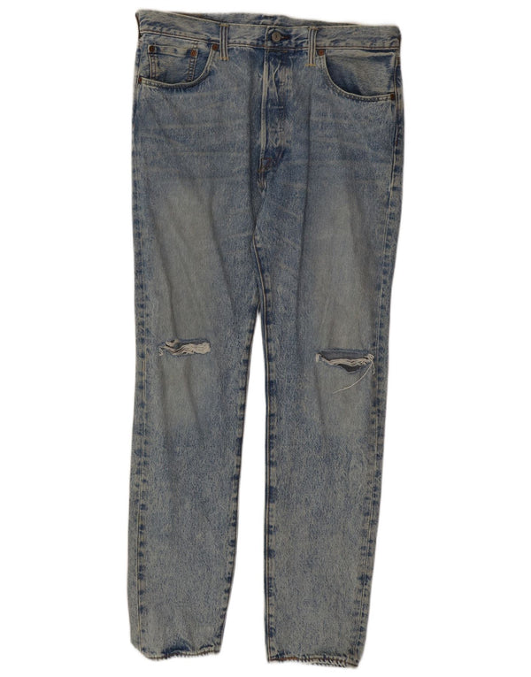 Levi's Herre 501 Distressed Straight Jeans W34 L34 Blå Bomuld