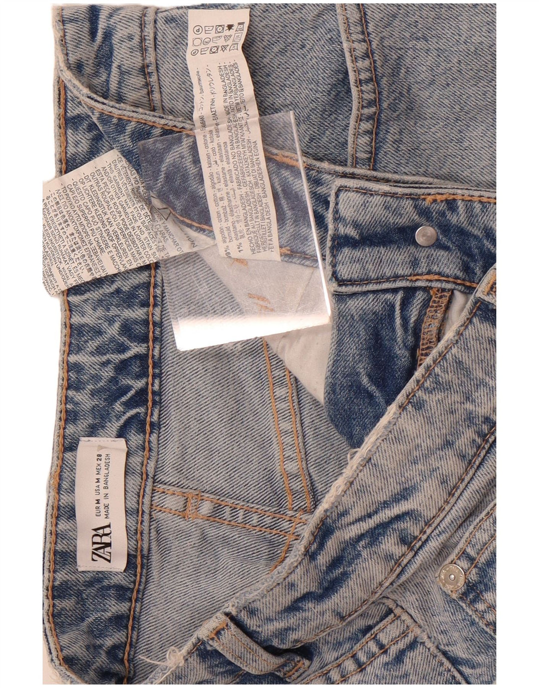 Zara Dame Denim Nederdel Medium W28 Blå Bomuld
