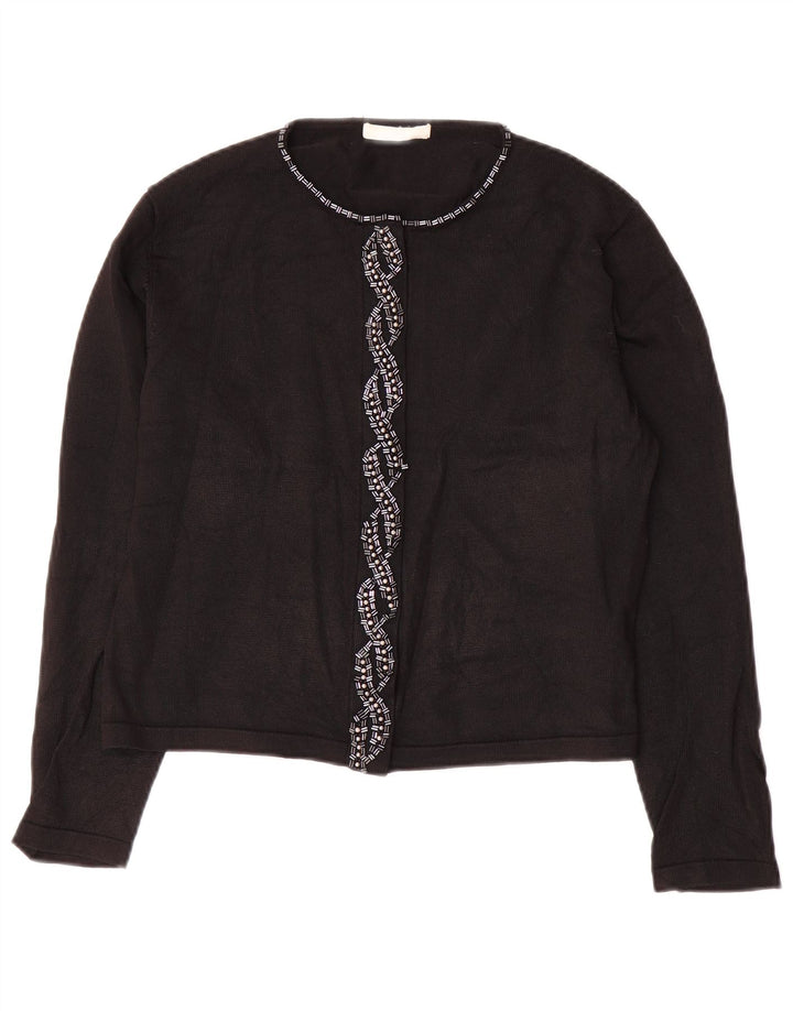 Marks & Spencer Dame Crop Cardigan Sweater UK 12 Medium Black
