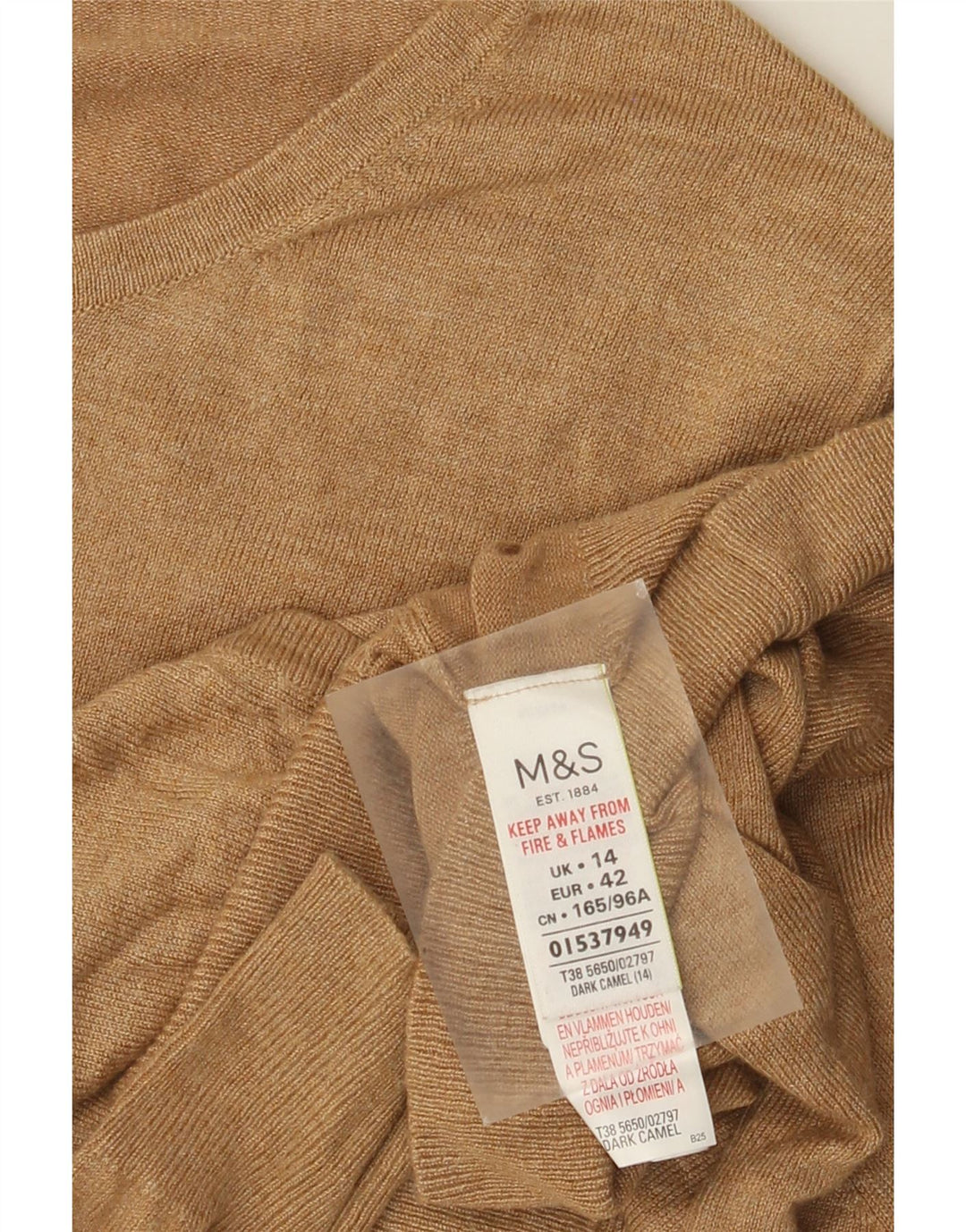 Marks & Spencer Dame Cardigan Sweater UK 14 Stor Beige Viscose