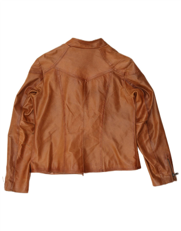 Bata Læder Biker Jacket UK 14 Stor Brun