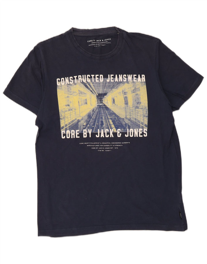 JACK & JONES Grafisk T-shirt til mænd, lille marineblå