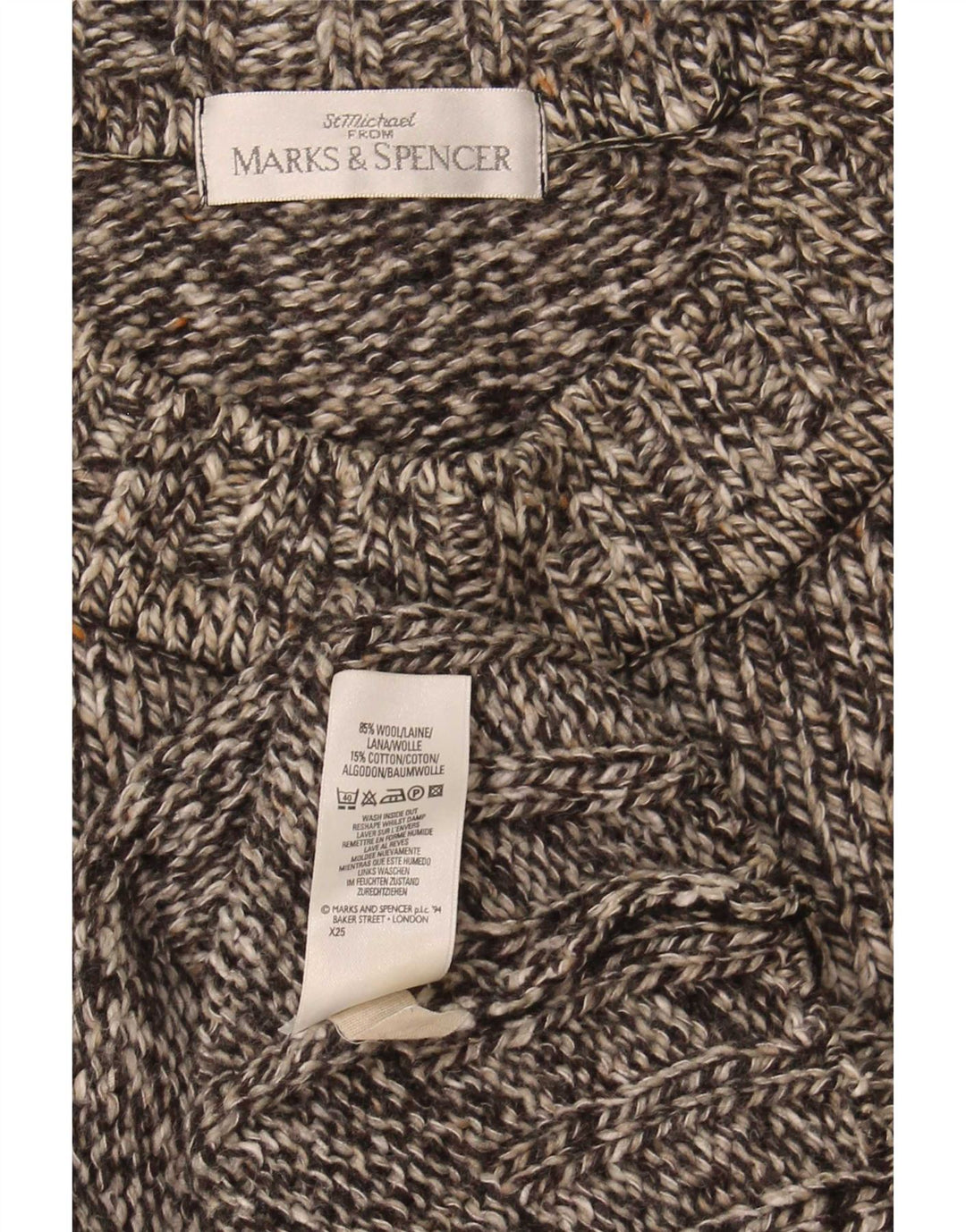 Marks & Spencer Herre sweater med rund hals, lille grå flækket uld