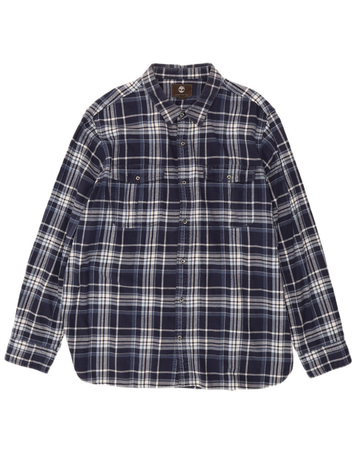 TIMBERLAND Herre Regular Fit flannelskjorte 3XL marineblå ternet bomuld
