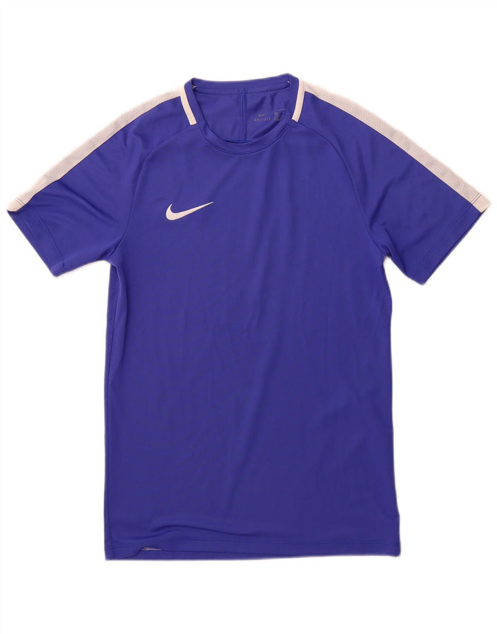 NIKE Herre Dri Fit T-Shirt Top Lille Blå Colourblock