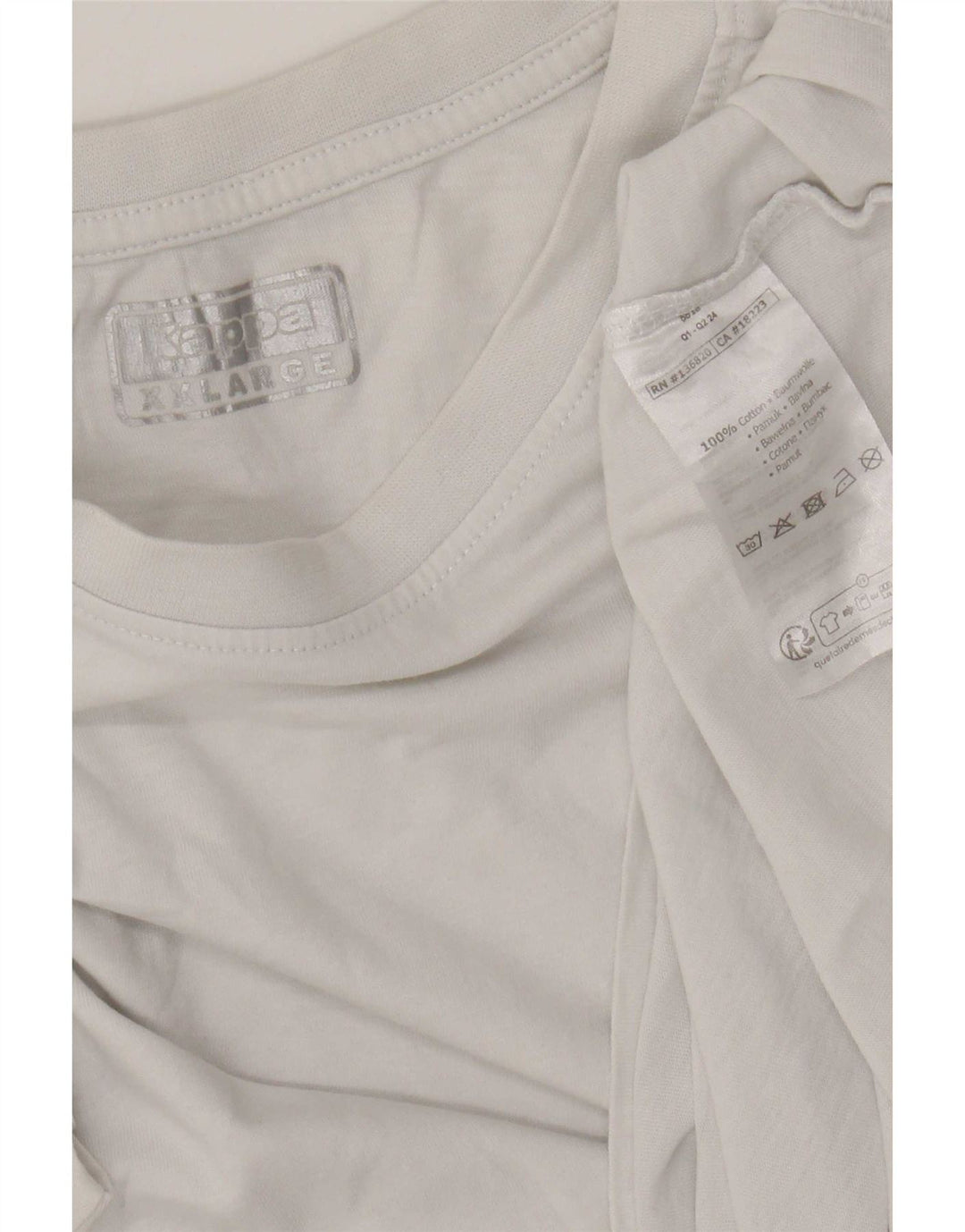 Kappa Herre T-Shirt Top 2XL Hvid Bomuld
