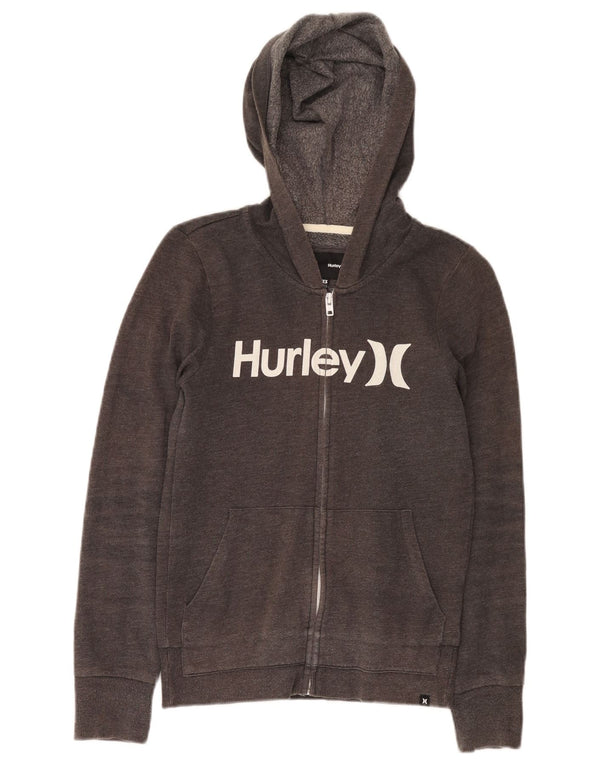 Hurley Dame Grafisk Hættetrøje Sweater UK 6 XS Grå Bomuld