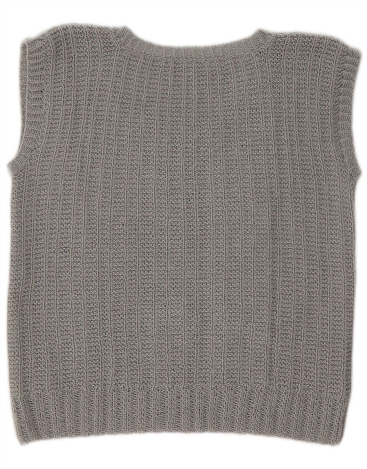 Vintage Dame Vest Tank Top UK 14 Medium Grey