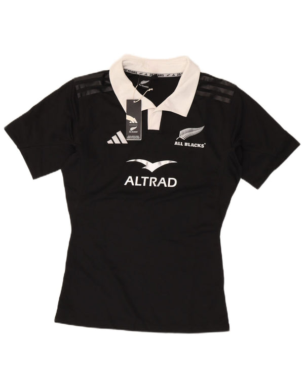 Adidas Womens New Zealand Grafisk Rugby Polo Shirt UK 18 XL Sort Polyester