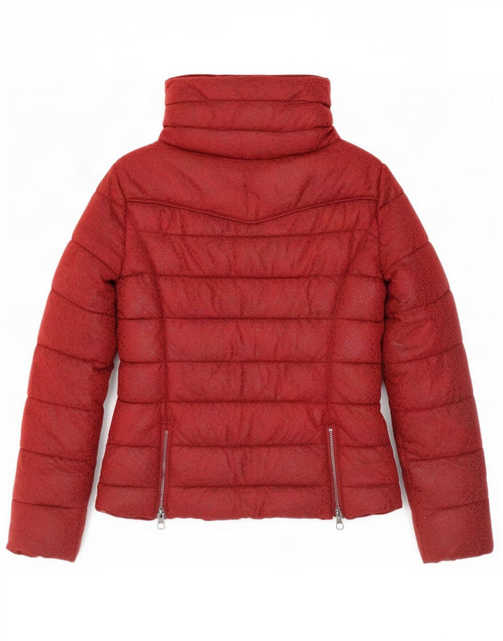 Guess polstret jakke til kvinder UK 10 Lille rød plettet polyester