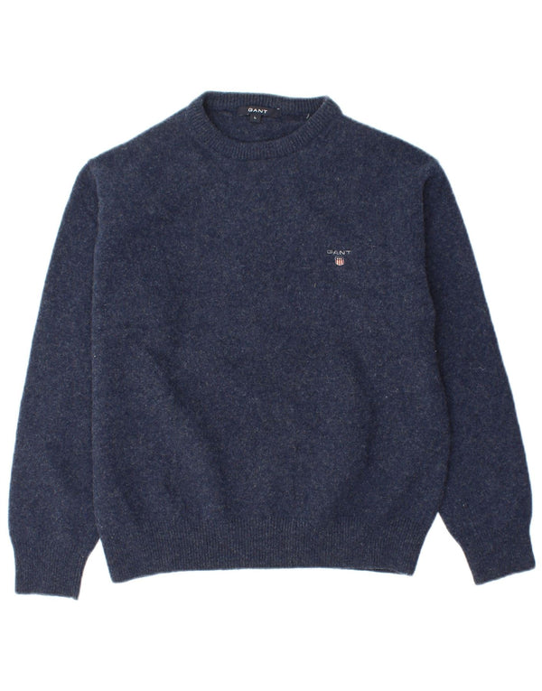 GANT Dame sweater med rund hals DK 16 Stor marineblå lammeuld