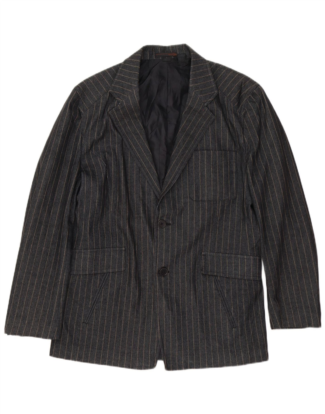 Zara Herre Blazer Jacket UK 38 Mellem grå stribet bomuld
