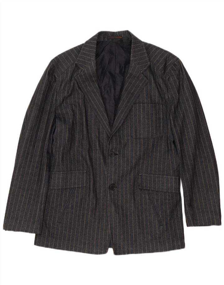 Zara Herre Blazer Jacket UK 38 Mellem grå stribet bomuld