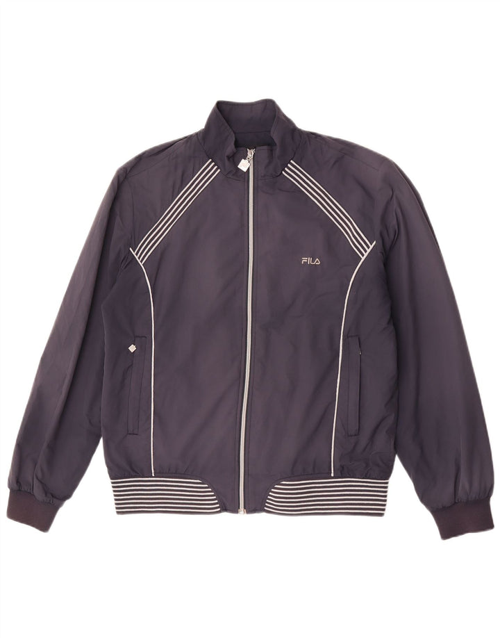 Fila Womens Bomber Jacket UK 18 XL Navyblå stribet polyester