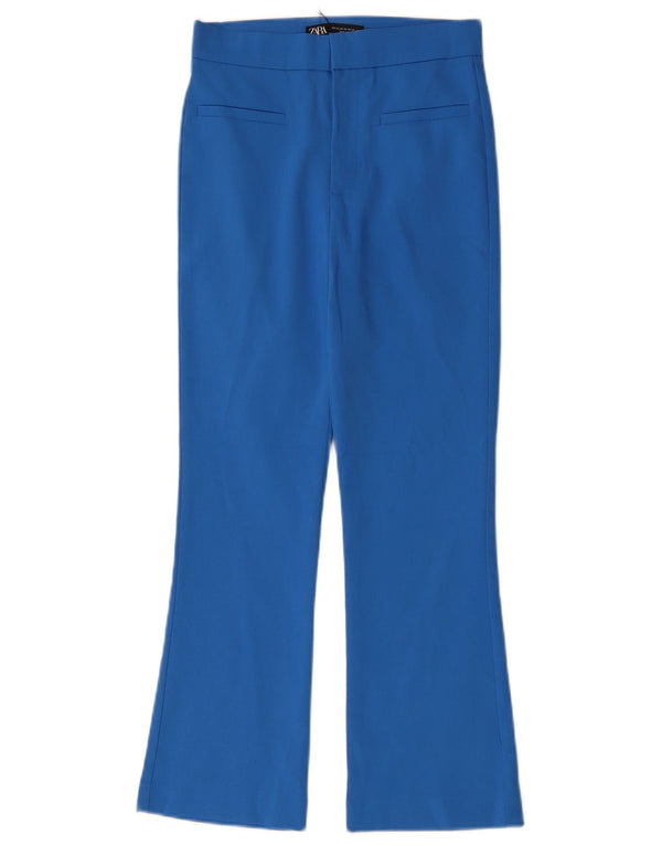 ZARA Dame Højtalje Bootcut Casual Bukser XS W24 L26 Blå Bomuld