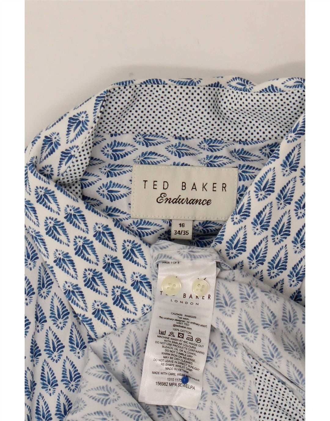 Ted Baker Herreskjorte str. 16 Large Blue Floral Cotton
