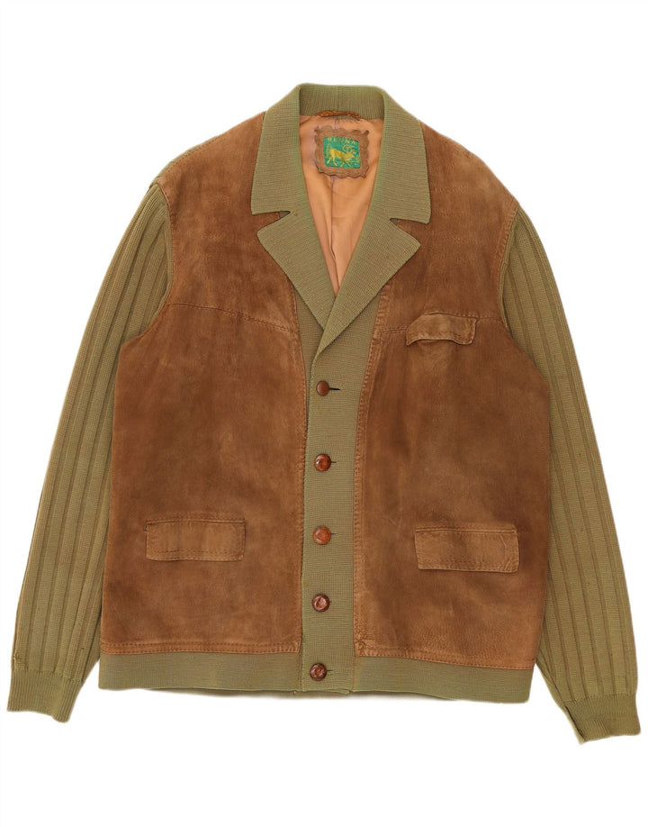 Renna Herre strik ruskindsjakke UK 38 Medium Khaki