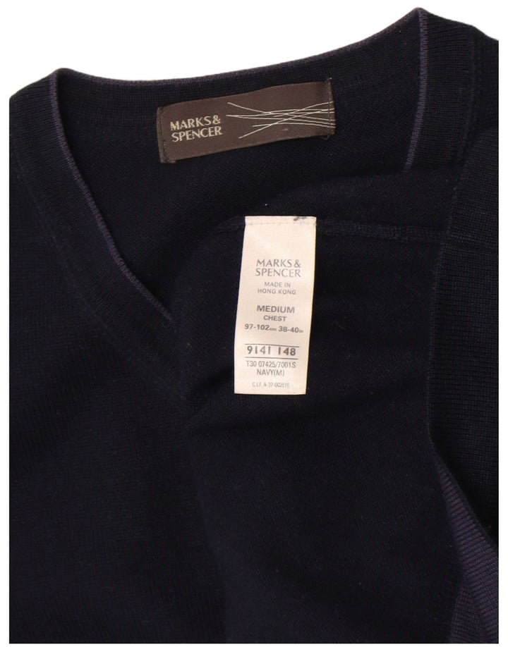 Marks & Spencer Herre V-hals sweater Medium Marineblå Akryl