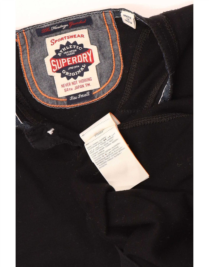 Superdry Mens Top Long Sleeve Small Black Cotton