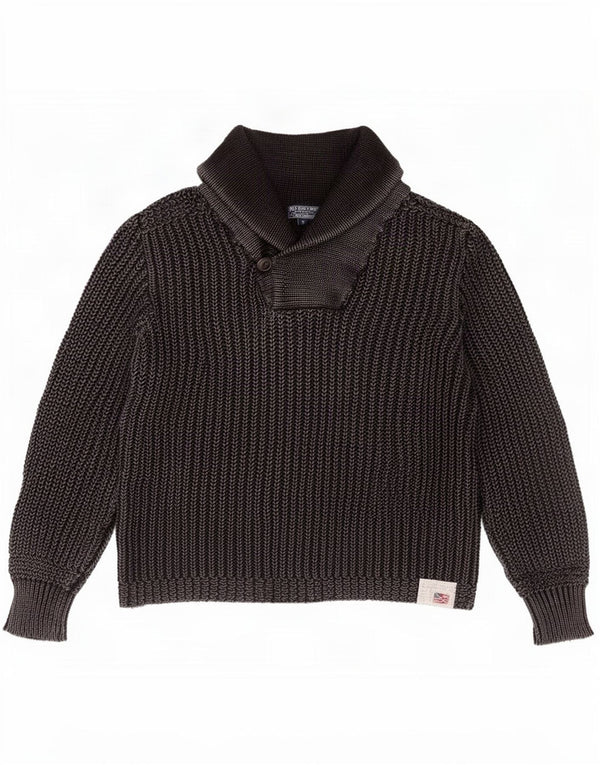 Ralph Lauren Mens Shawl Neck Jumper Sweater Medium Grey Cotton