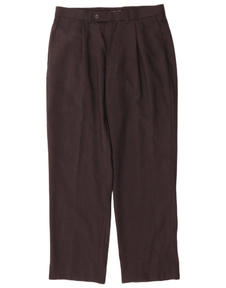 Marks & Spencer Herre Pegged Suit Bukser W32 L29 Brun Uld
