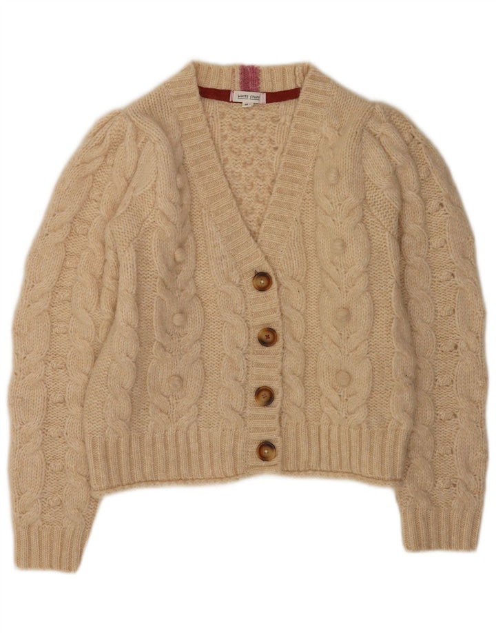 White Stuff Dame Cardigan Sweater UK 16 Large Beige Polyester