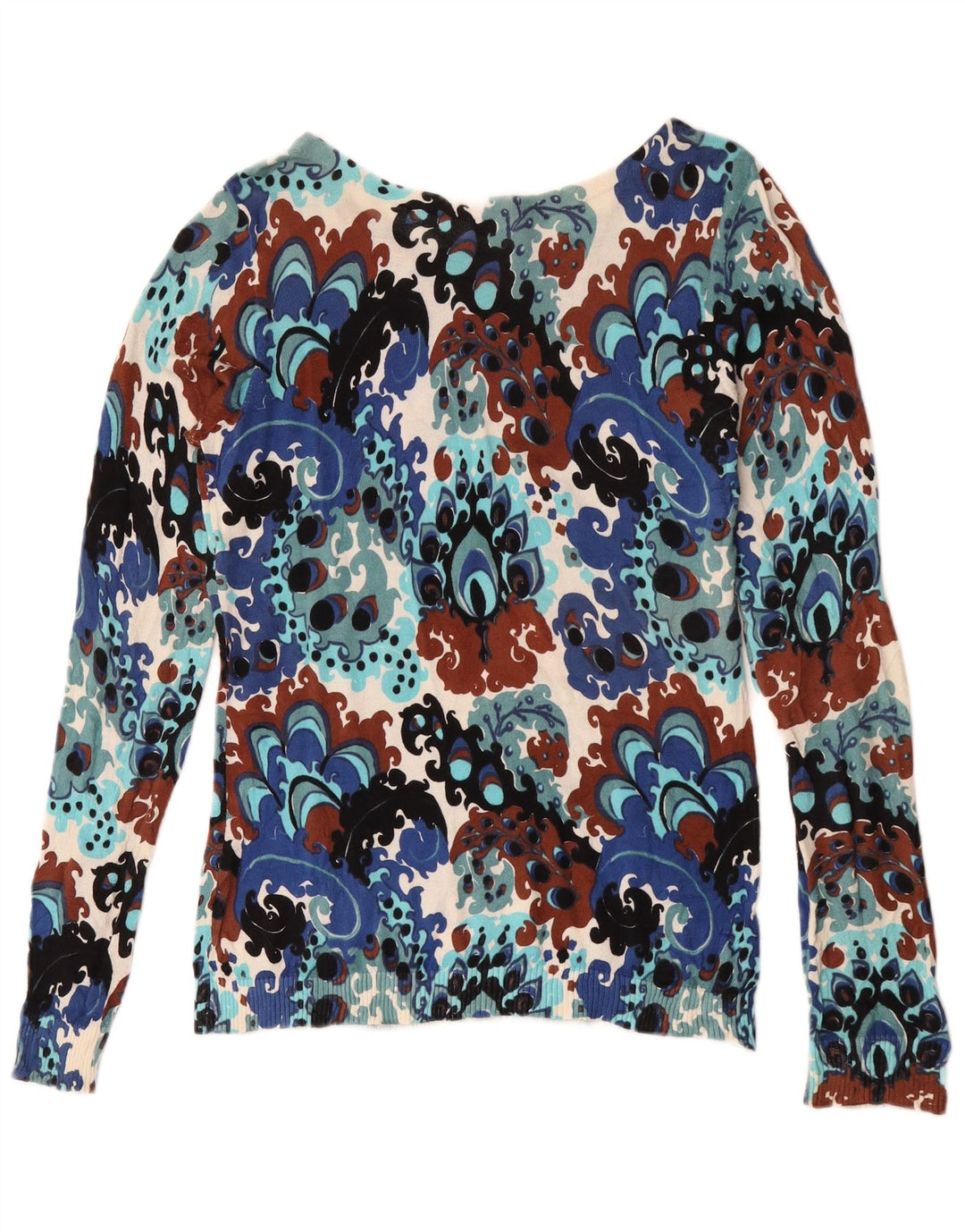 J. Crew Dame Boat Neck Jumper Sweater UK 12 Medium Flerfarvet Paisley